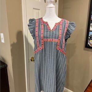 Entro Striped sheath Dress with Pink Accents, size Small
